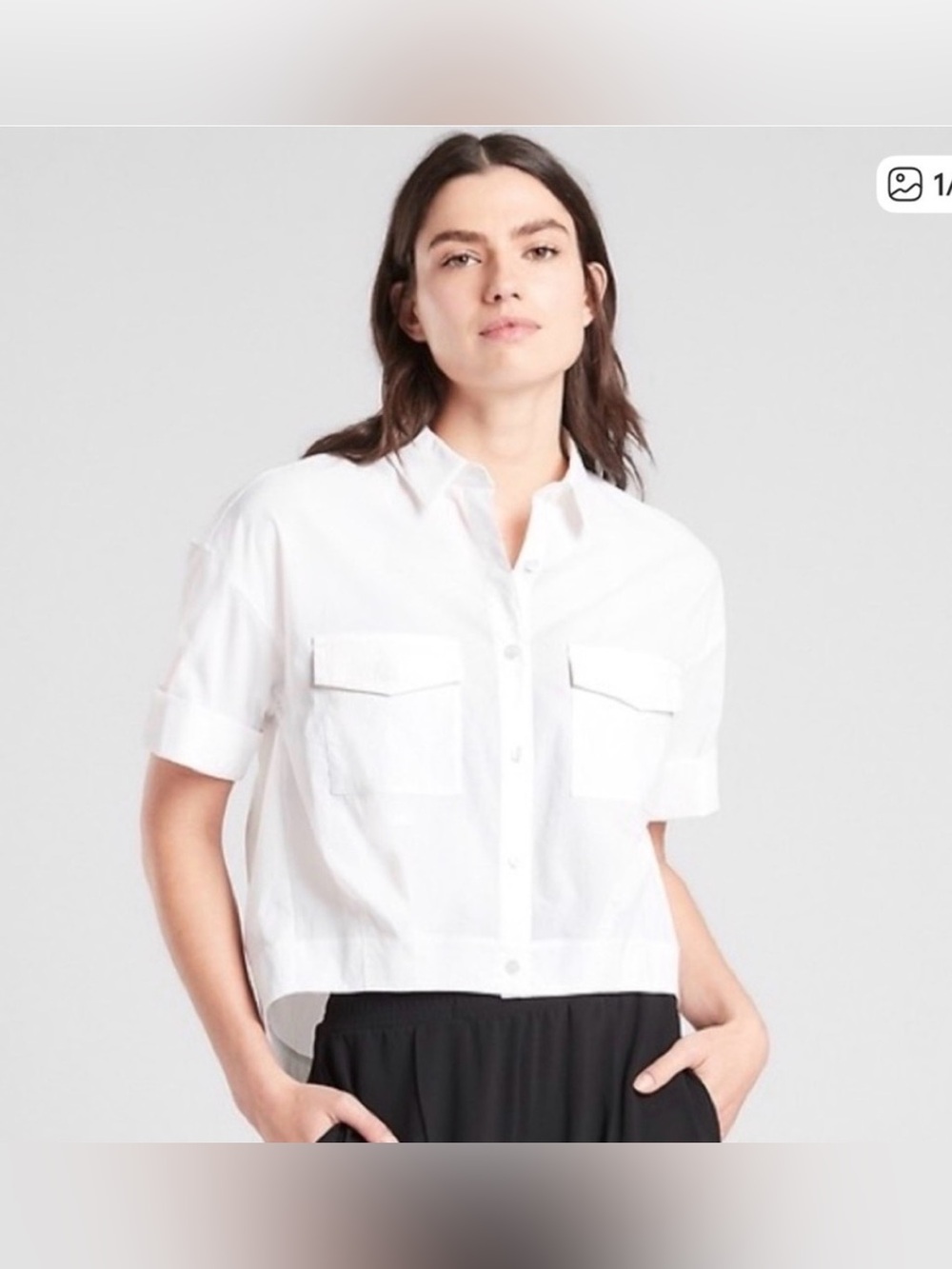 Athleta Utility Crop Button Shirt